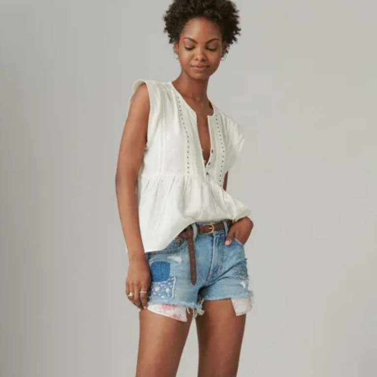 Mid Rise Lucky Brand X Laura Ashley Patchwork Shorts